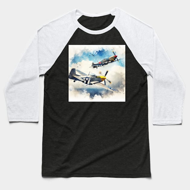 Fantasy illustration of WWII aircraft in battle Baseball T-Shirt by WelshDesigns